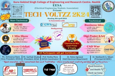 “TECH VOLTZZ 2k24” organized by Electrical Engineering Student Association (EESA) on 08 April 2024.